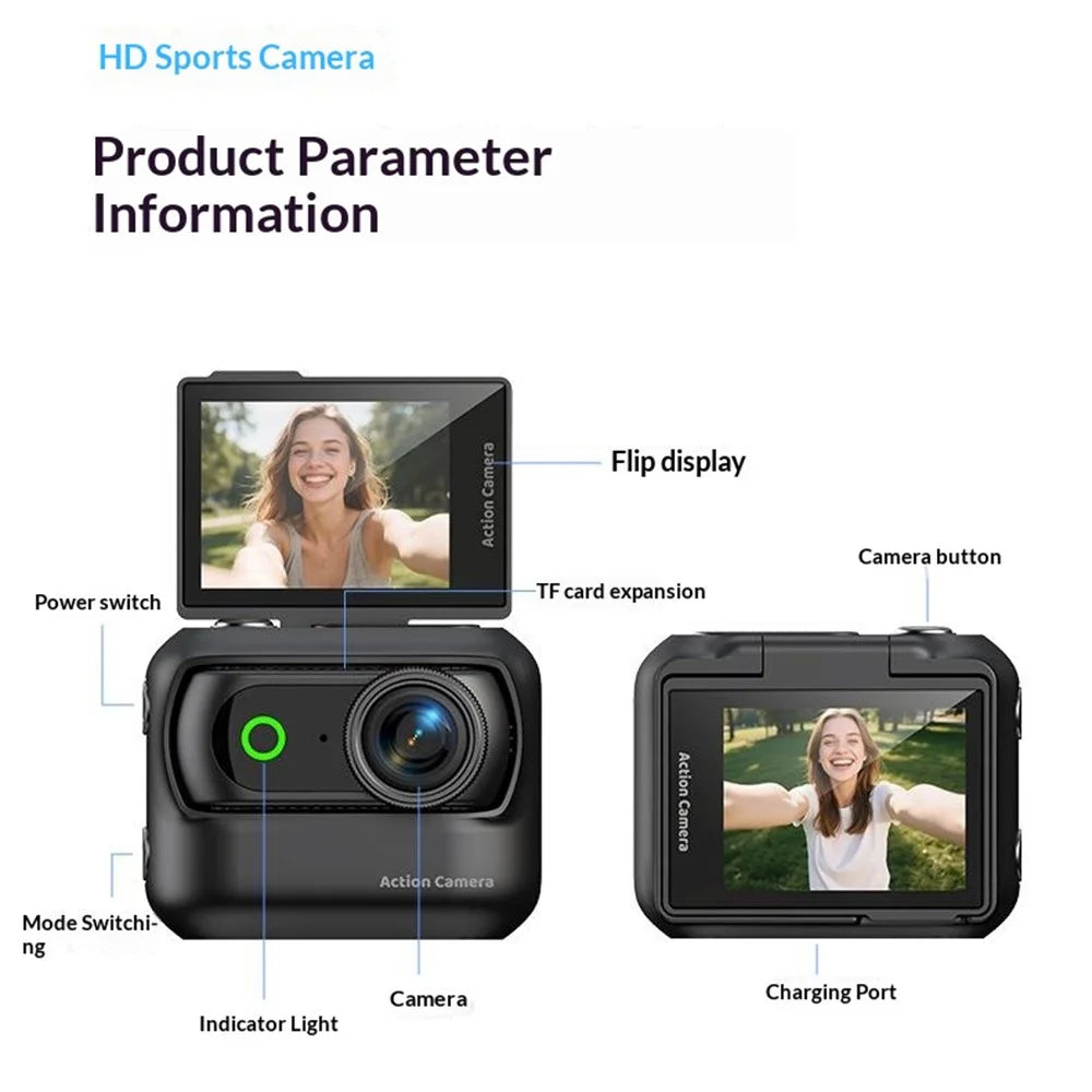 LK018 WiFi Mini Action Camera Thumb Size HD Sports Camera for Vlog Recording (without Memory Card) - Black - 6