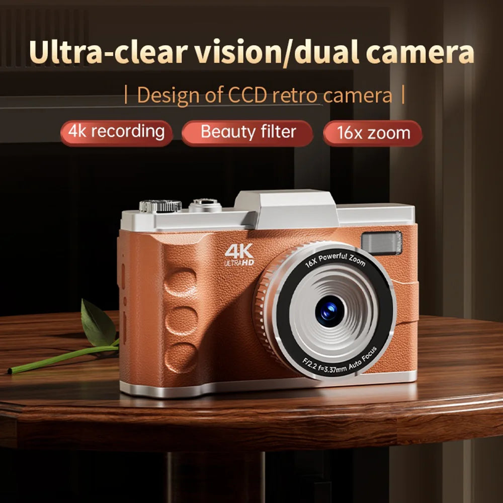 M13 Retro 64MP Digital Camera 16X Optical Zoom HD Video Recording 3.0 Inch LCD Screen Dual Lens Portable Camera - White - 3