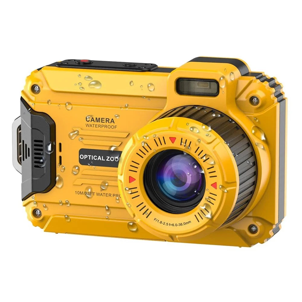 WP10 2.8inch 4K Digital Camera 48MP 6X Optical Zoom 10m Waterproof Camera for Underwater Diving - Yellow - 1