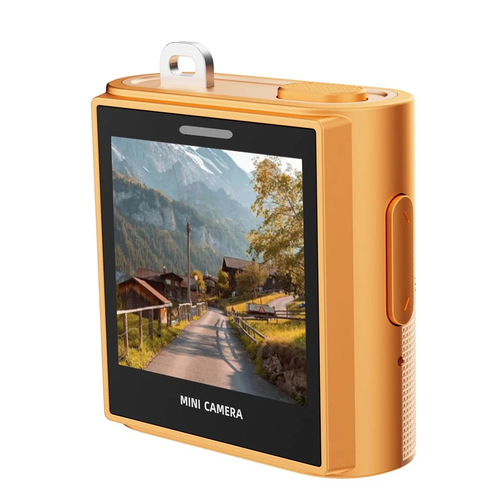 S5 Mini Camera 64MP 16x Digital Zoom 1.4" IPS Screen Type-C Portable Thumb Camera for Photography Video Recording - Orange - 2