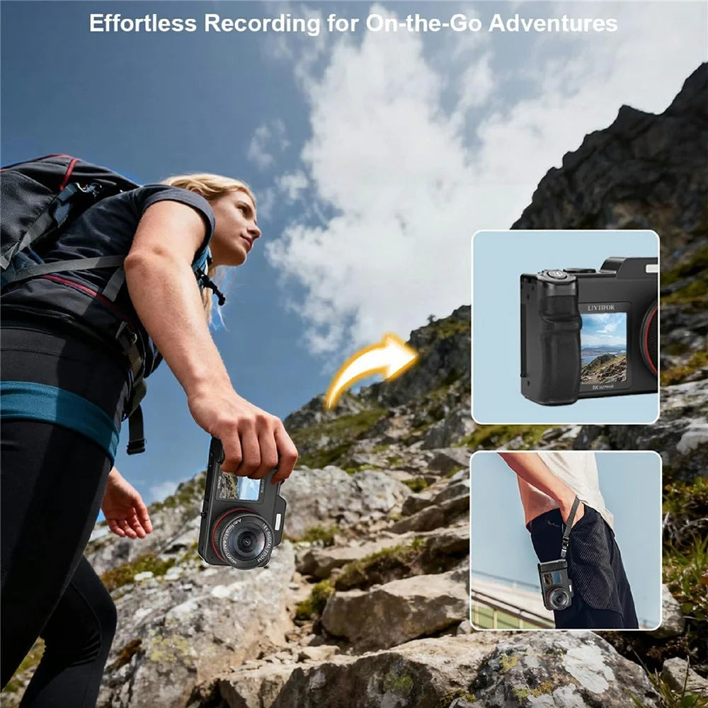 V03 3.5+2.0 Inch Dual Screen Digital Camera Dual Battery System 5K Video 80MP 18X Digital Zoom AF Autofocus Camera for Vlog Travel - 2