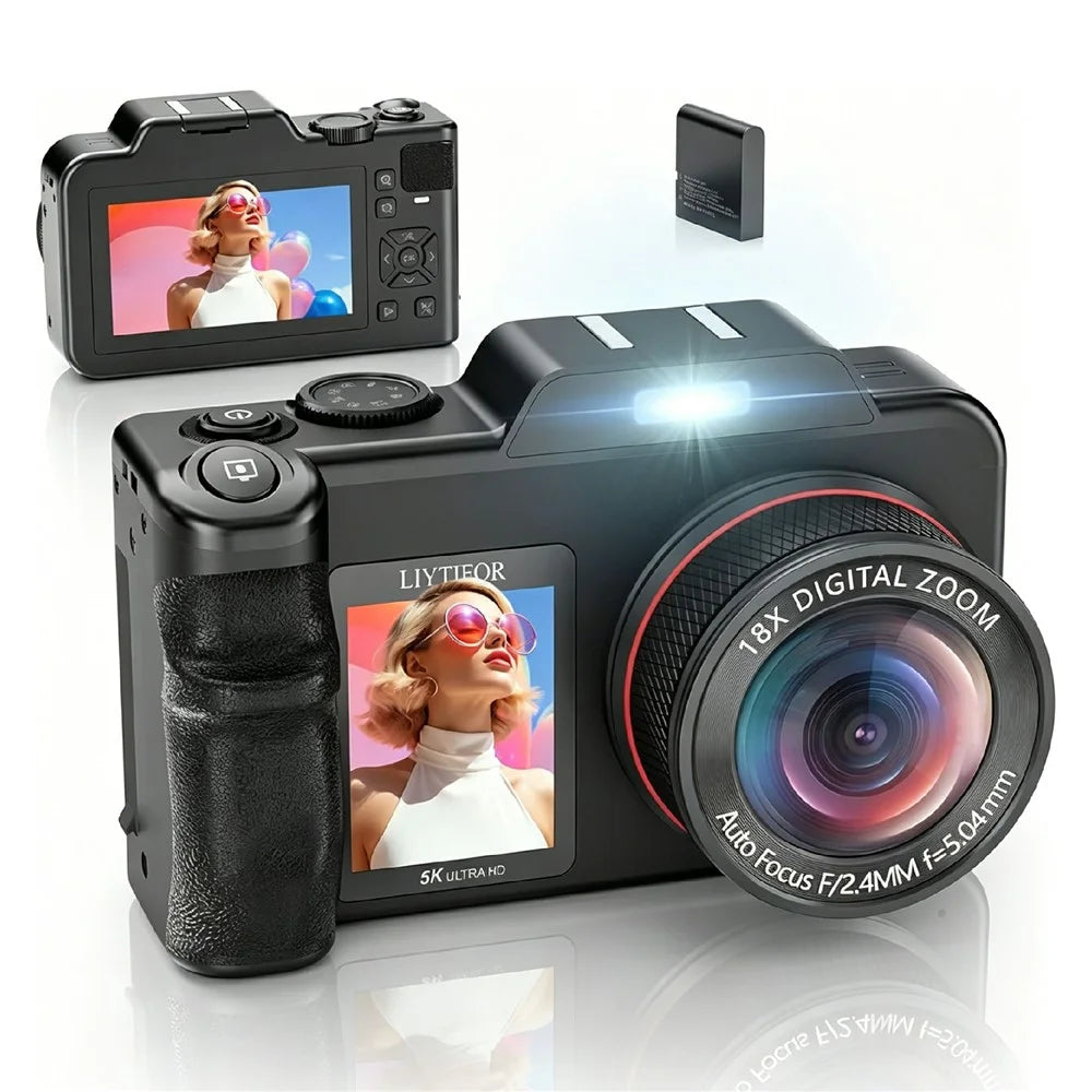 V03 3.5+2.0 Inch Dual Screen Digital Camera 80MP 5K Video 18X Zoom Autofocus Camera for Photography Vlog - 1