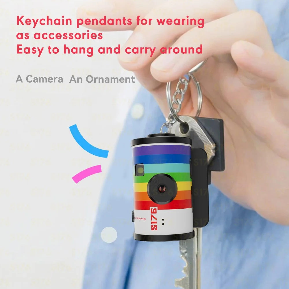 S176 Mini Thumb Camera 1.47 Inch IPS Screen 1080P HD Video Recording Portable Film Keychain Camera - White - 3