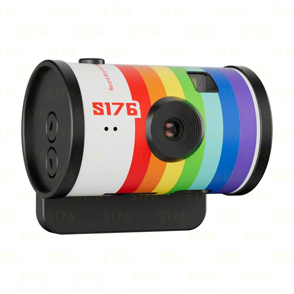 S176 Mini Thumb Camera 1.47 Inch IPS Screen 1080P HD Video Recording Portable Film Keychain Camera with 32GB Card & Card Reader - White - 1