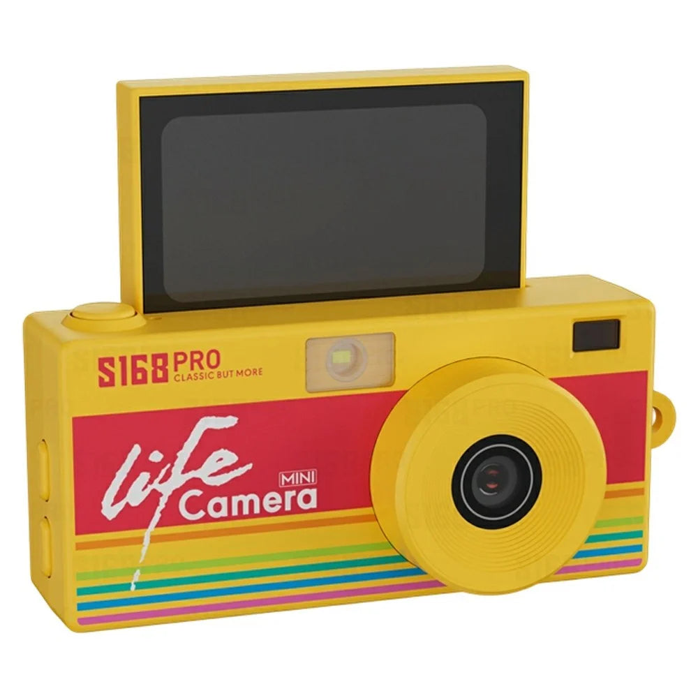 S168PRO Mini Camera 1080P HD Vintage CCD 1.47 Inch IPS Screen 180mAh Battery Portable Digital Camera for Students Gift - Yellow - 1