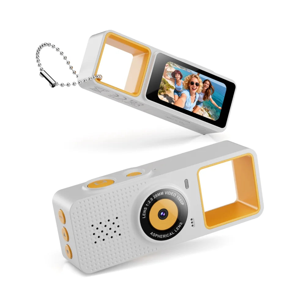 G22 1080P Mini Camera without TF Card Pocket Thumb Camera HD Recording with Chain for Travel - White - 1