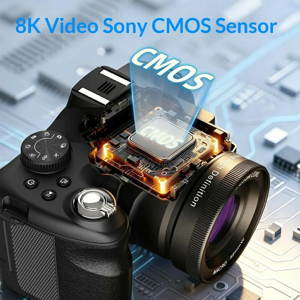 CD-R7 Digital Camera 3.0 Inch IPS Screen Dual Lens 16X Zoom WiFi 8K Video Recorder - Black - 5