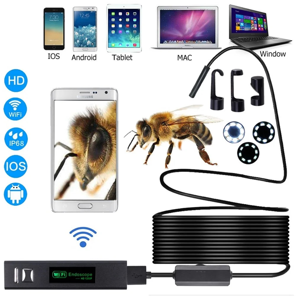 F150 3.5M 1200P Semi-rigid Wireless Endoscope 2.0MP HD WiFi Borescope Inspection Camera - 1
