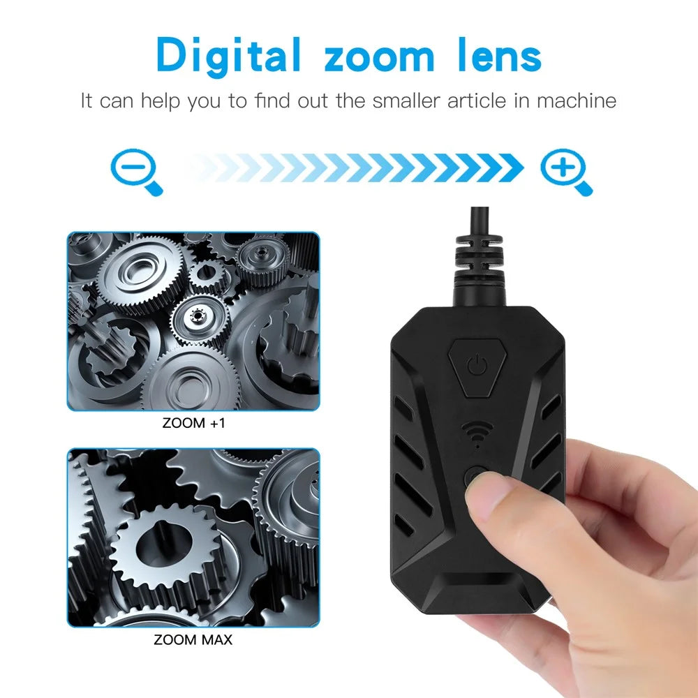 F230 Handheld WiFi Endoscopes Automatic Focusing 14mm Industrial Borescope with 5M Semi-Rigid Cable - 2