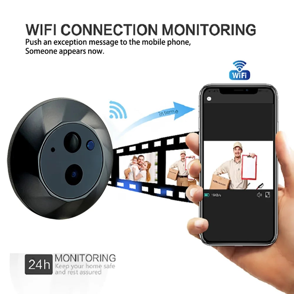 SY-35 Night Vision 4.3-inch Color Screen Two Way Audio WiFi Peephole Video Doorbell (Built-In Battery) - 2