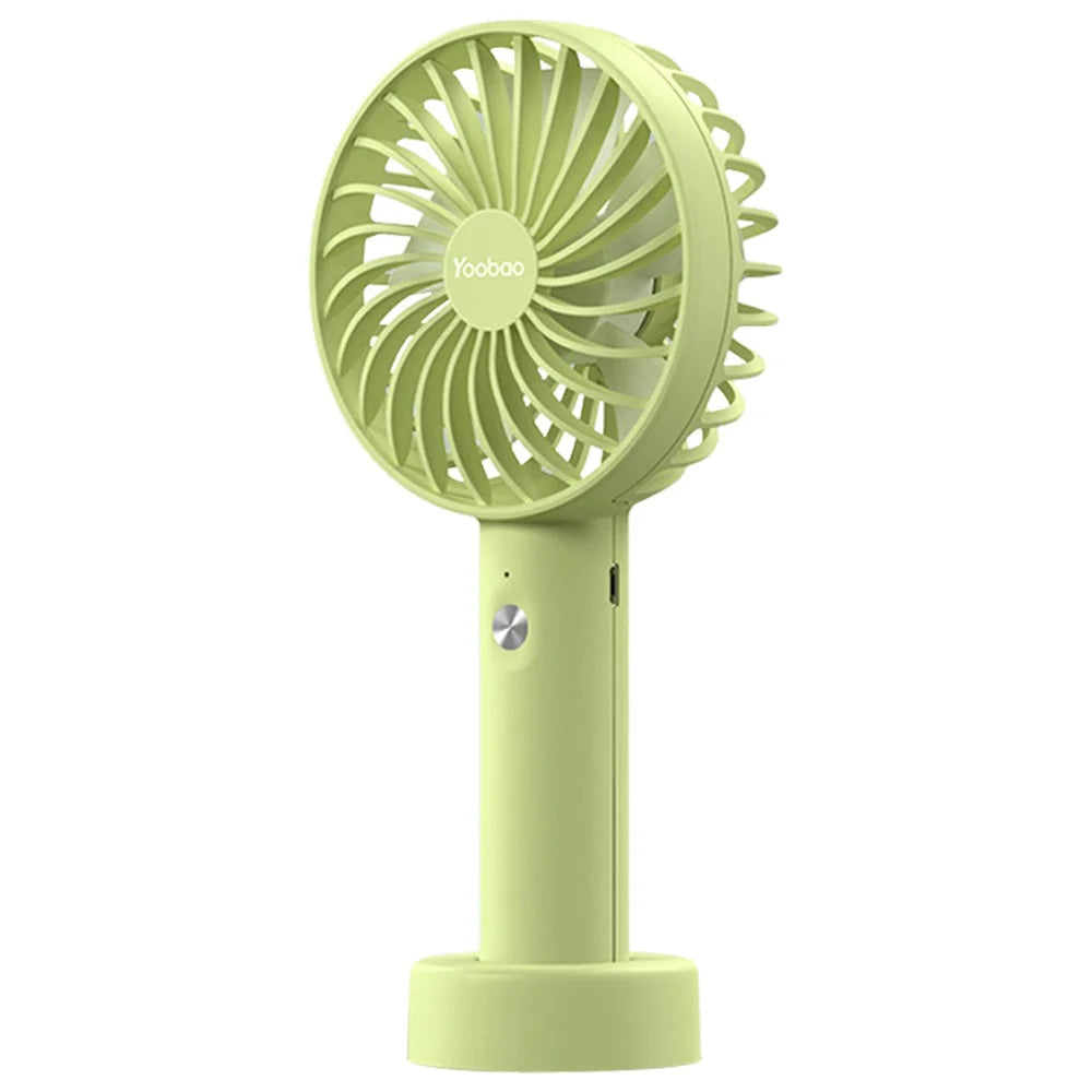 YOOBAO Y-F3S 2000mAh Handheld Fan 3 Speeds Adjustable 4-Blade Desktop Fan - Mint Green - 1