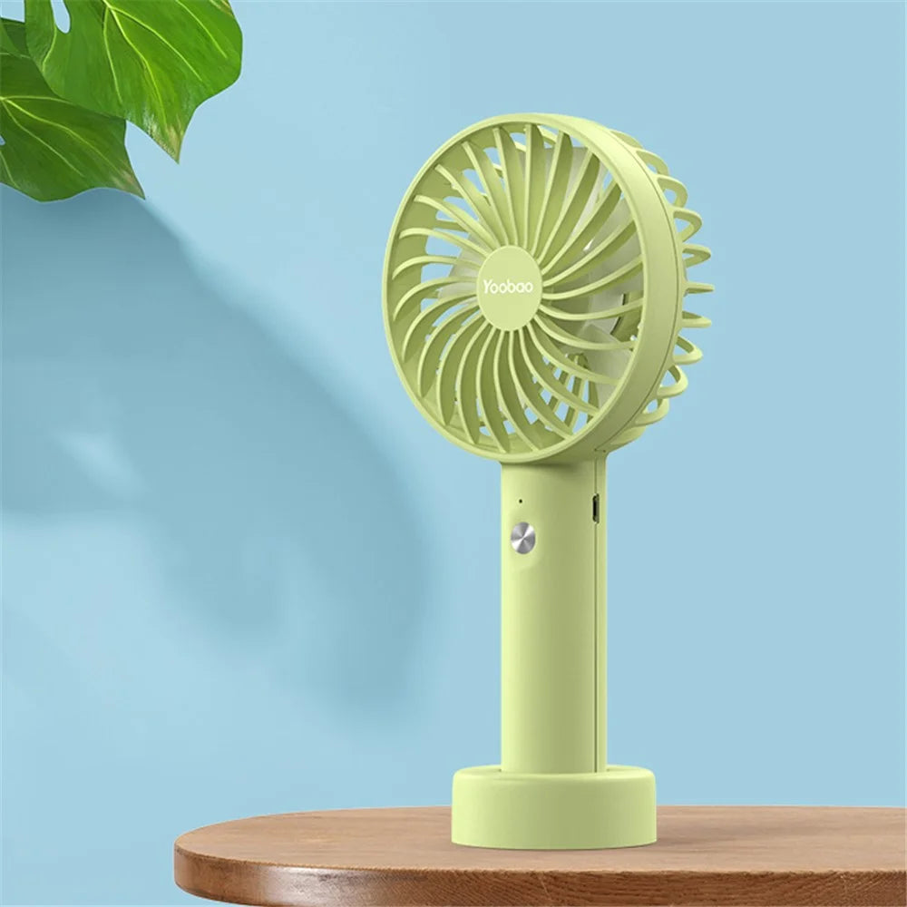 YOOBAO Y-F3S 2000mAh Handheld Fan 3 Speeds Adjustable 4-Blade Desktop Fan - Mint Green - 2