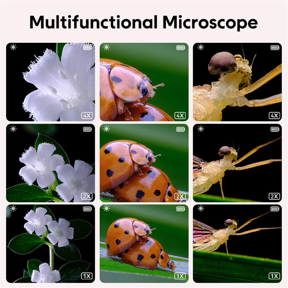 335 Upgraded 500X Magnification 2-inch IPS Screen Children Microscope Science Experiment Toy - Pink - 5