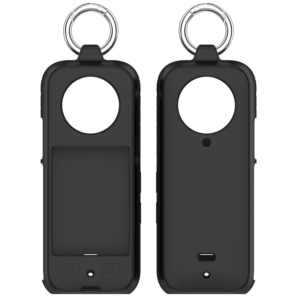 For Insta360 X4 Soft Silicone Case Action Camera Dustproof Protective Cover with Ring - Black - 5