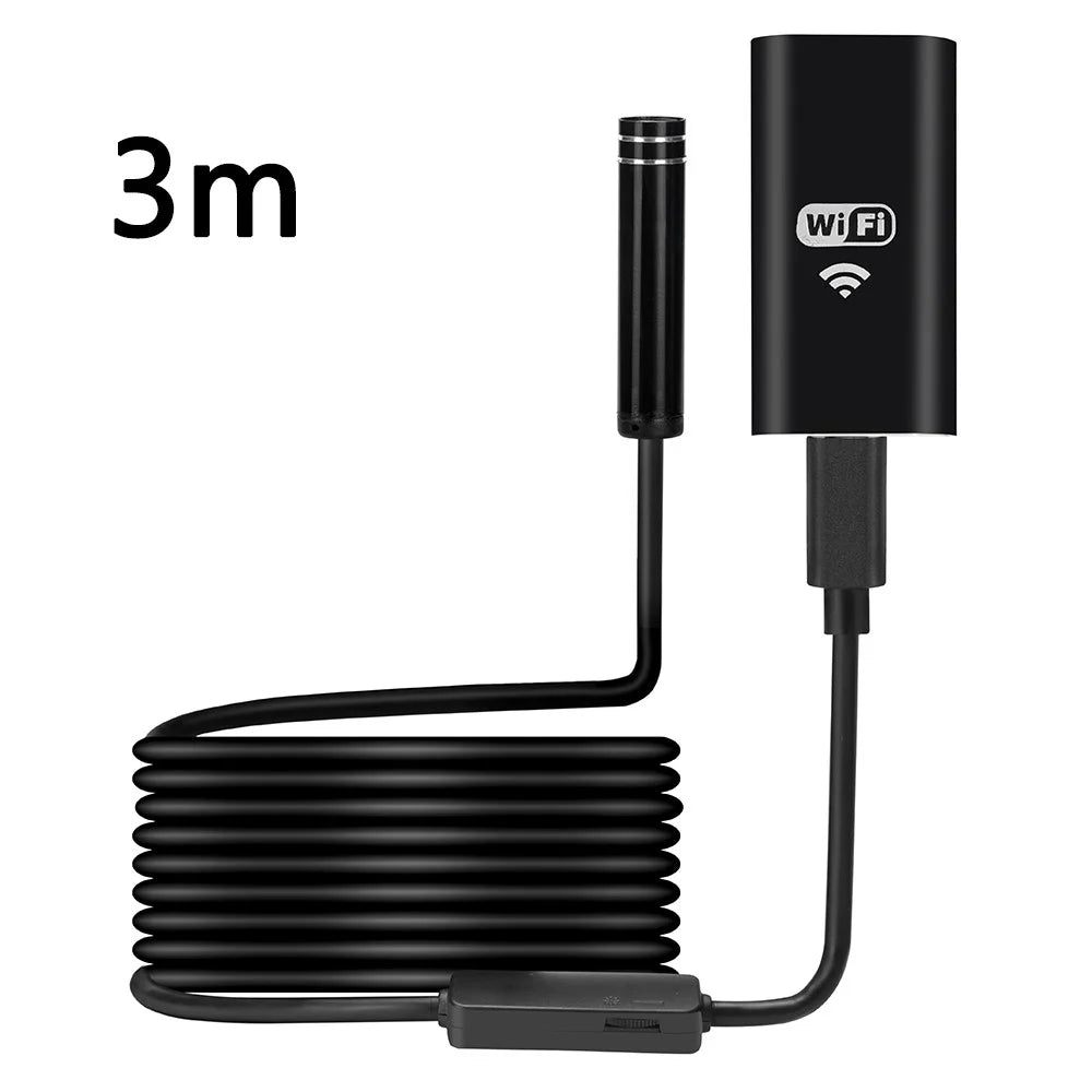 YPC100 3m Hard Wire WiFi Borescope 8mm Camera Lens Cell Phone Inspection Endoscope - 1