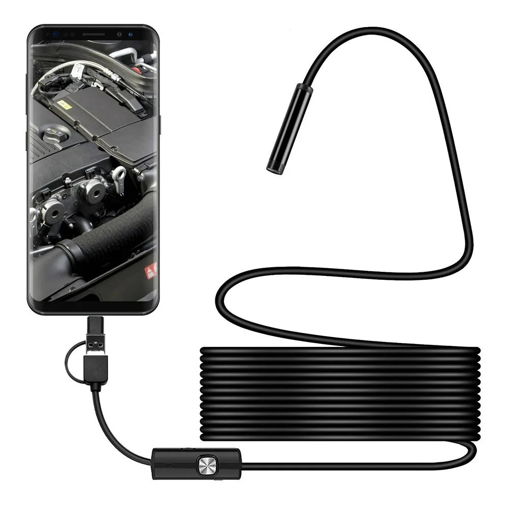 Y1002 5m Flexible Wire Type-C+USB+Android Phone Borescope 5.5mm Camera Lens Inspection Endoscope - 2