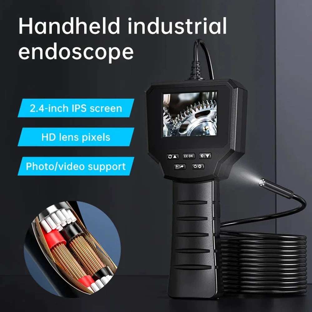 128A 1m Hard Wire 2.4-inch IPS Screen Industrial Endoscope 8mm Lens Borescope with Shooting / Video Recording Function - 2