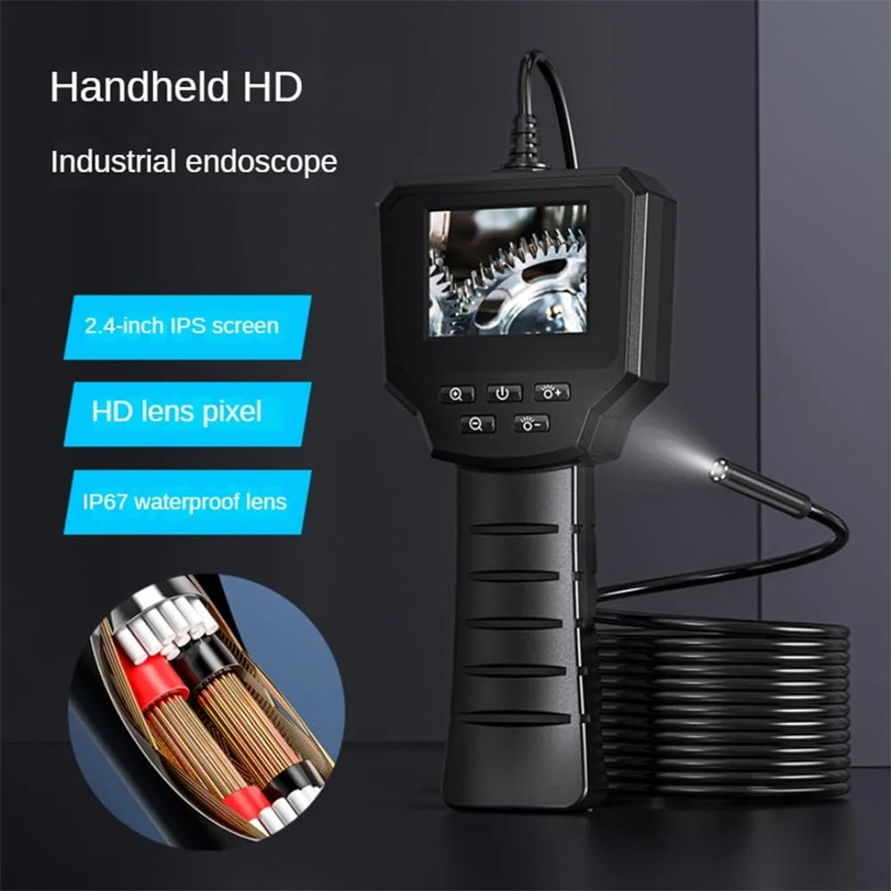 128A 5m Hard Wire 2.4 inch Screen Inspection Endoscope 8mm Camera Lens Industrial Borescope - 2