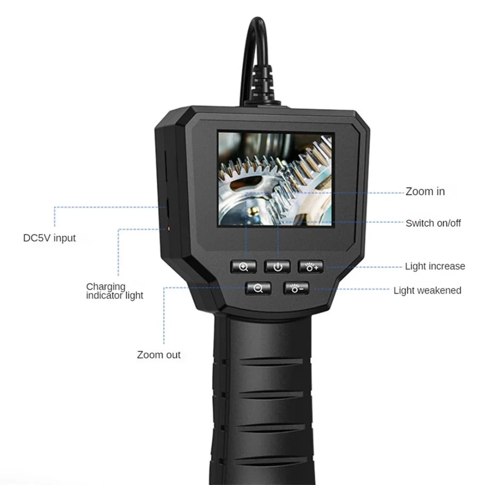 128A 5m Hard Wire 2.4 inch Screen Inspection Endoscope 8mm Camera Lens Industrial Borescope - 7