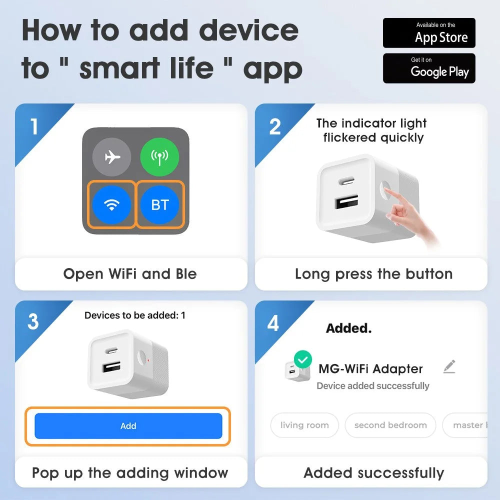 MG-SPQ100 Wireless WiFi USB Power Adapter to USB+Type-C Charging Adapter Tuya Smart App Remote Control Switch - Black - 6