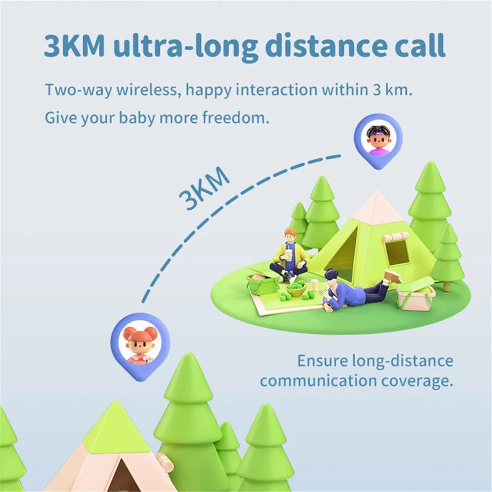 D25 1 Pair 1.5-inch Color Screen Children Walkie Talkies 3km Range Handheld Radio Interphone - Pink+Blue - 6