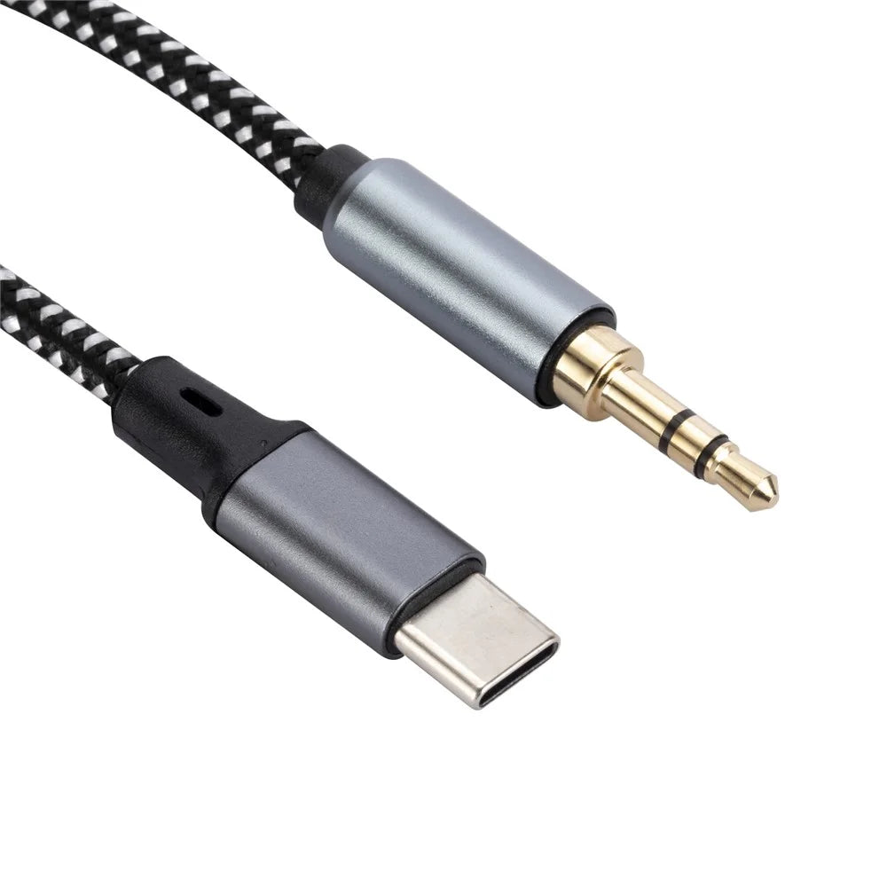 1.5m USB-C Male to 3.5mm Male Audio Adapter Cable Braided Headphone Car Stereo Connection Cord - 3