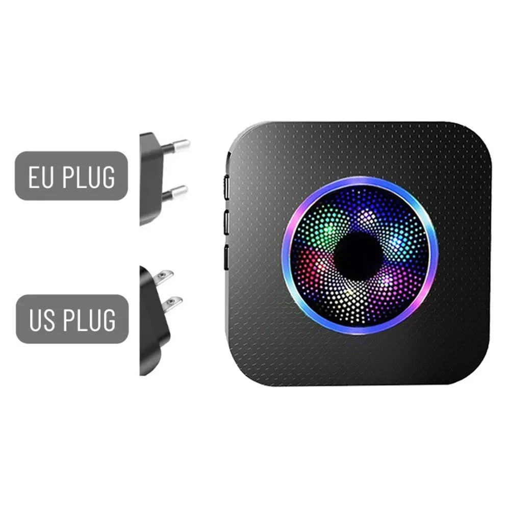 N65-1T1 Wireless Door Bell Colorful Light Flashing Adjustable Volume Home Doorbell, 1 Transmitter+1 Receiver - US Plug / Black - 2