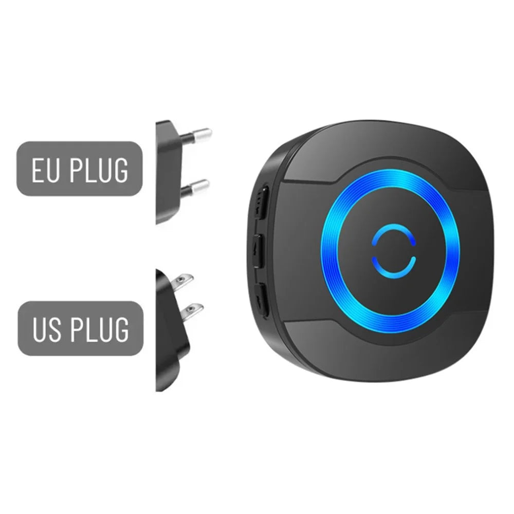 N92A-1T1 Rainproof Flashing Light Doorbell Adjustable Volume Wireless Home Door Bell, 1 Transmitter+1 Receiver - US Plug / Black - 2
