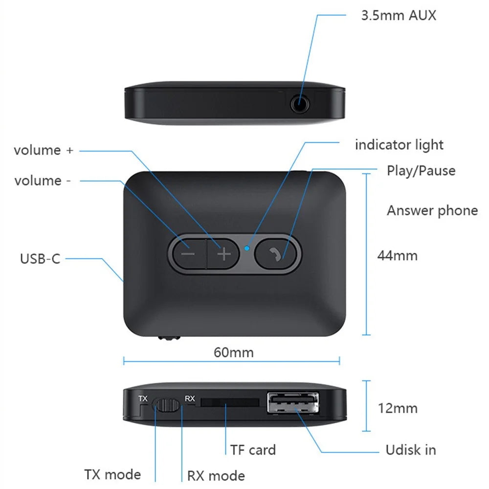 B58 Bluetooth-compatible 5.4 Transmitter Receiver MP3 AUX Adapter for TV / Computer - 7