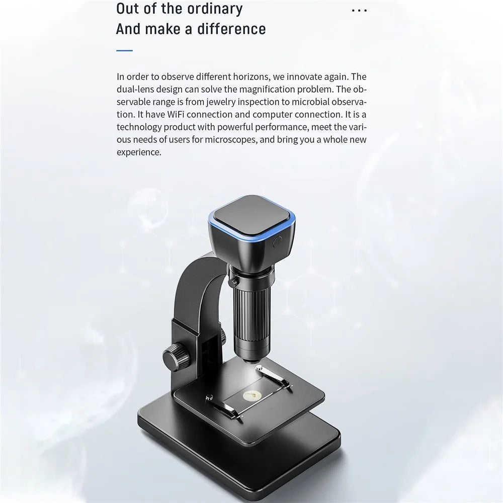 315w Dual Lens Smart WiFi Digital Microscope 2000X Magnification Rechargeable Microscope Video Recorder - 4