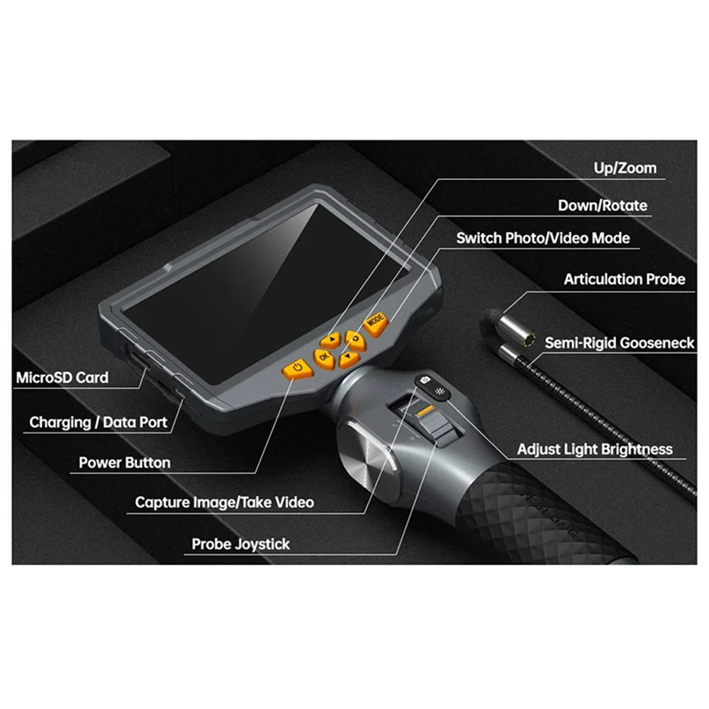 TESLONG TD500 6.5mm Rotatable Lens 1.55m Wire 5.0-inch Screen Endoscope Pipe Inspection Camera with 32G TF Card - 7