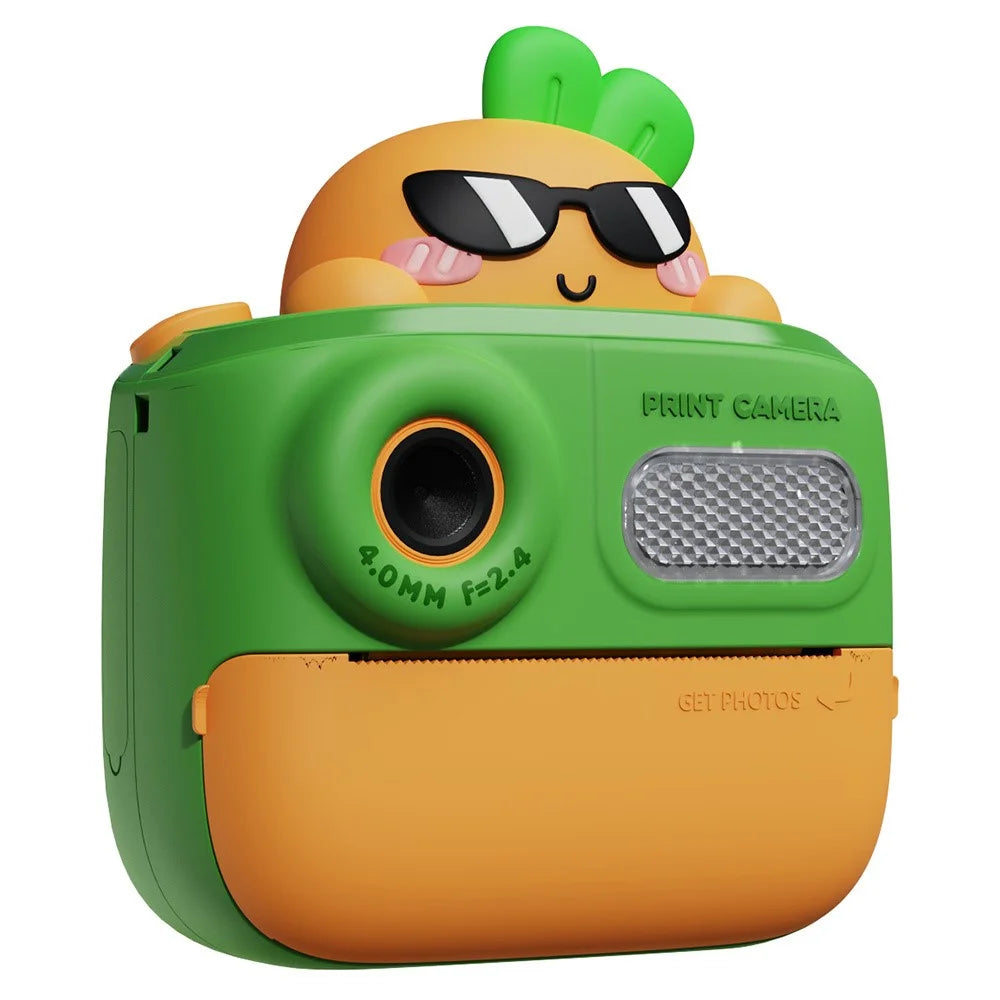 K64 Cute Dual Lens Kids HD Camera Instant Printing Thermal Photo Printer - Green - 1