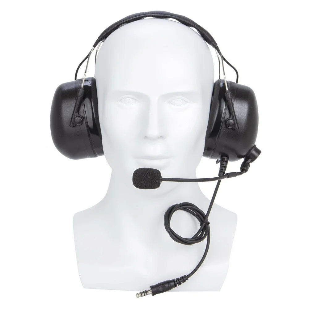 For ICOM IC-V82 / IC-V80 / IC-V8 Aviation Pilot Headphone Walkie Talkie Headset with U94 PTT Adapter - 2