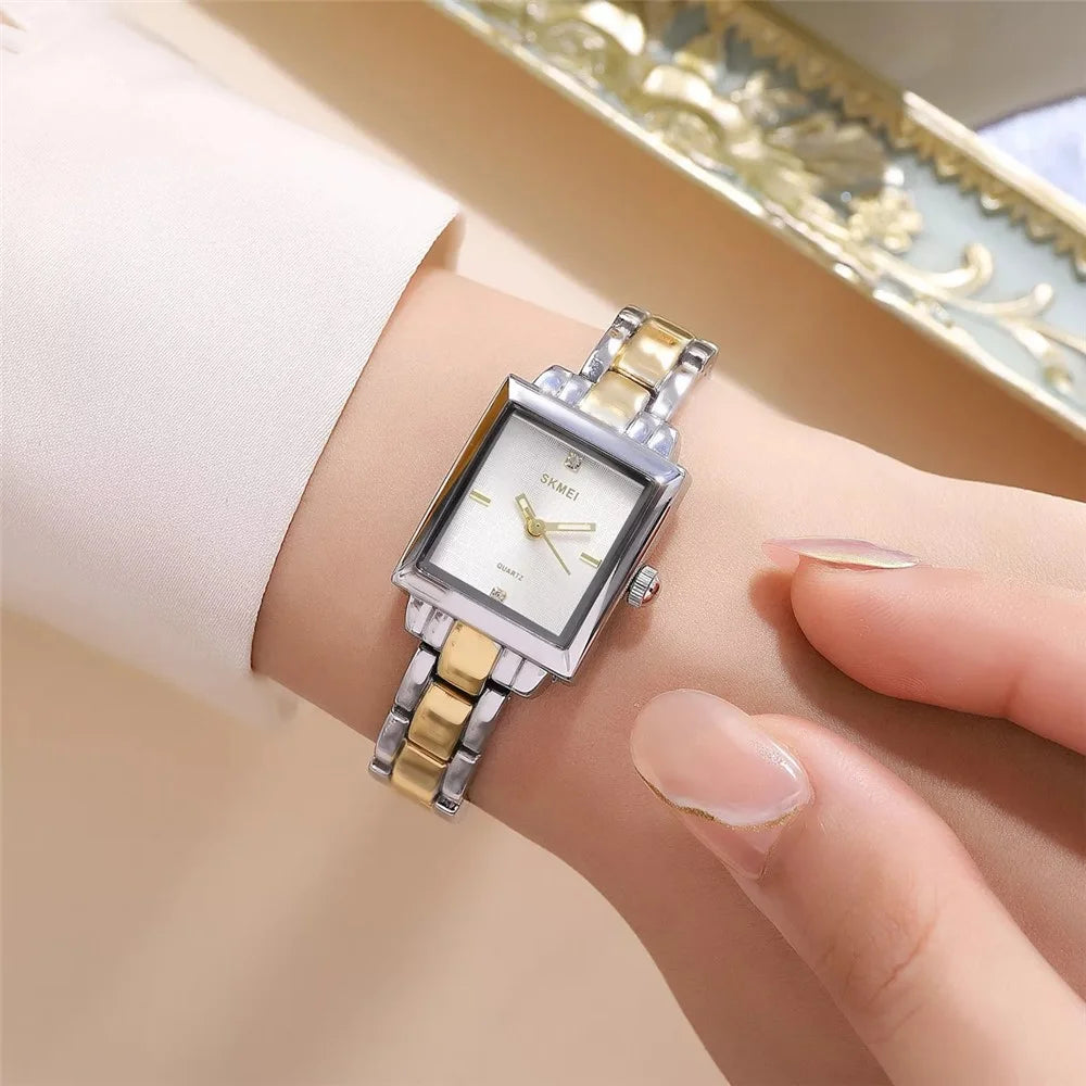 SKMEI 2315 Stylish Women Square Quartz Watch Alloy Strap Pointer Wrist Watch - Gold - 7