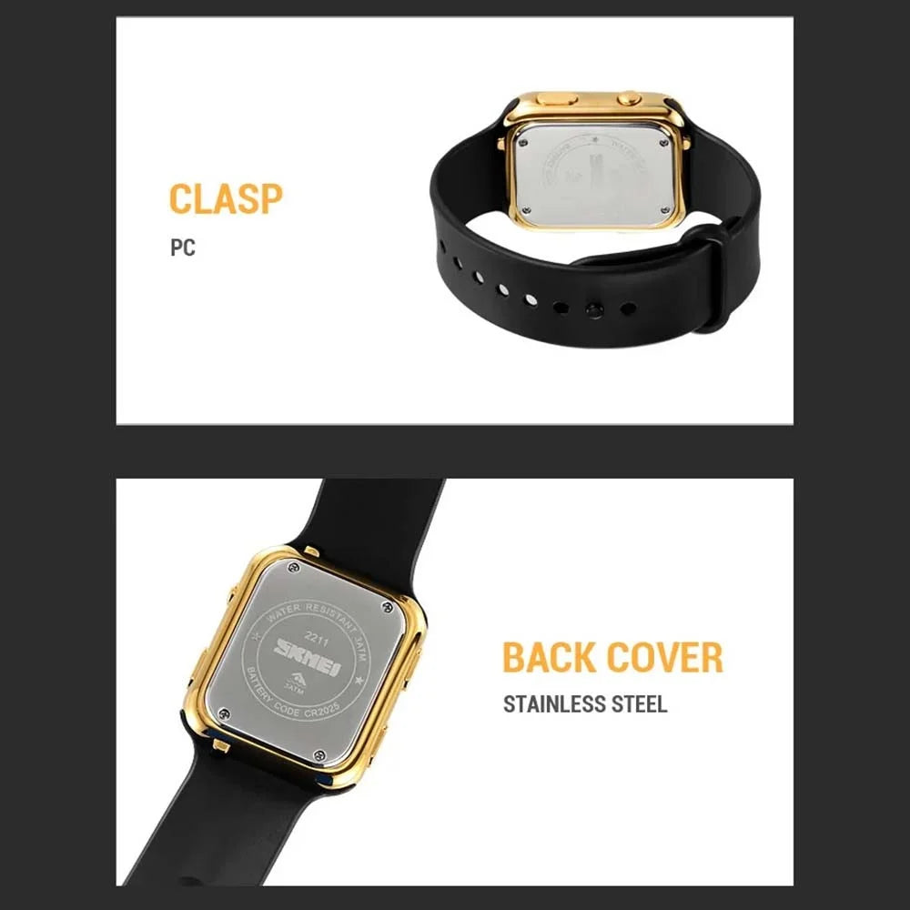 SKMEI 2211 Square Digital Watch Date Time Display Waterproof Sports Electronic Watch - Rose Gold - 6