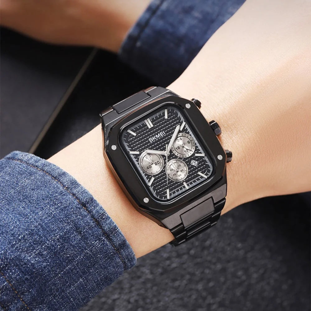 SKMEI 2201 Stylish Men Business Quartz Watch Square Luminous Wrist Watch - Blue - 4