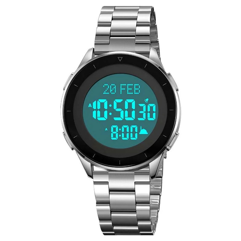 SKMEI 2300 Qibla Direction Indicator Digital Watch Luminous Bookmark Function Electronic Watch - Silver - 1