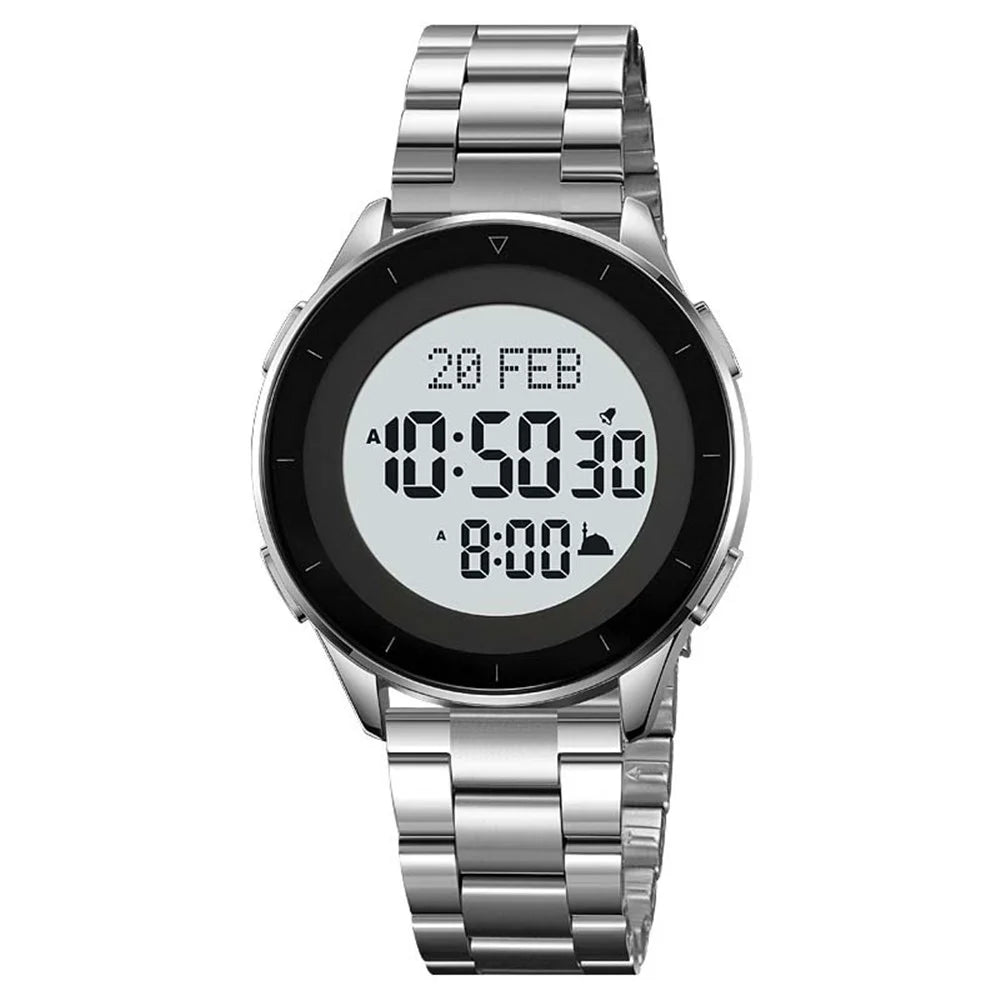 SKMEI 2300 Qibla Direction Indicator Digital Watch Luminous Bookmark Function Electronic Watch - Silver - 2