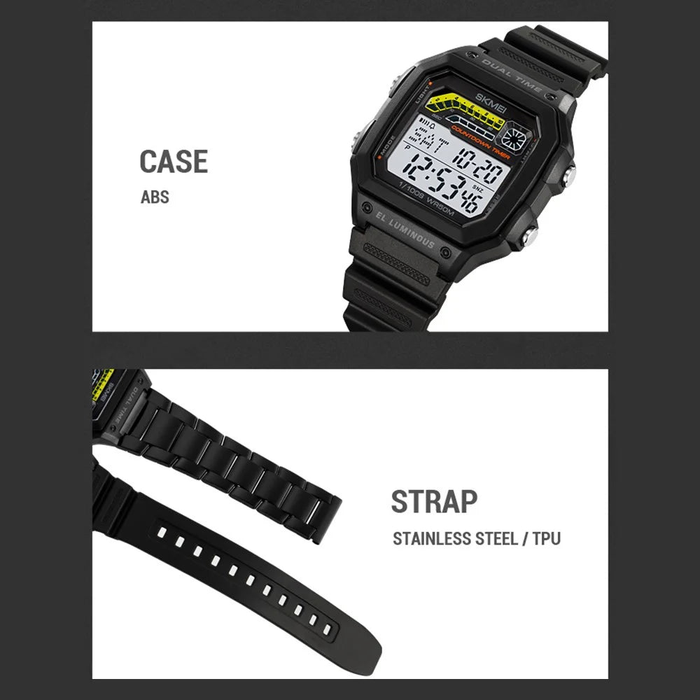 SKMEI 2307 Square Digital Watch Luminous Outdoor Sports Electronic Watch - Black - 6