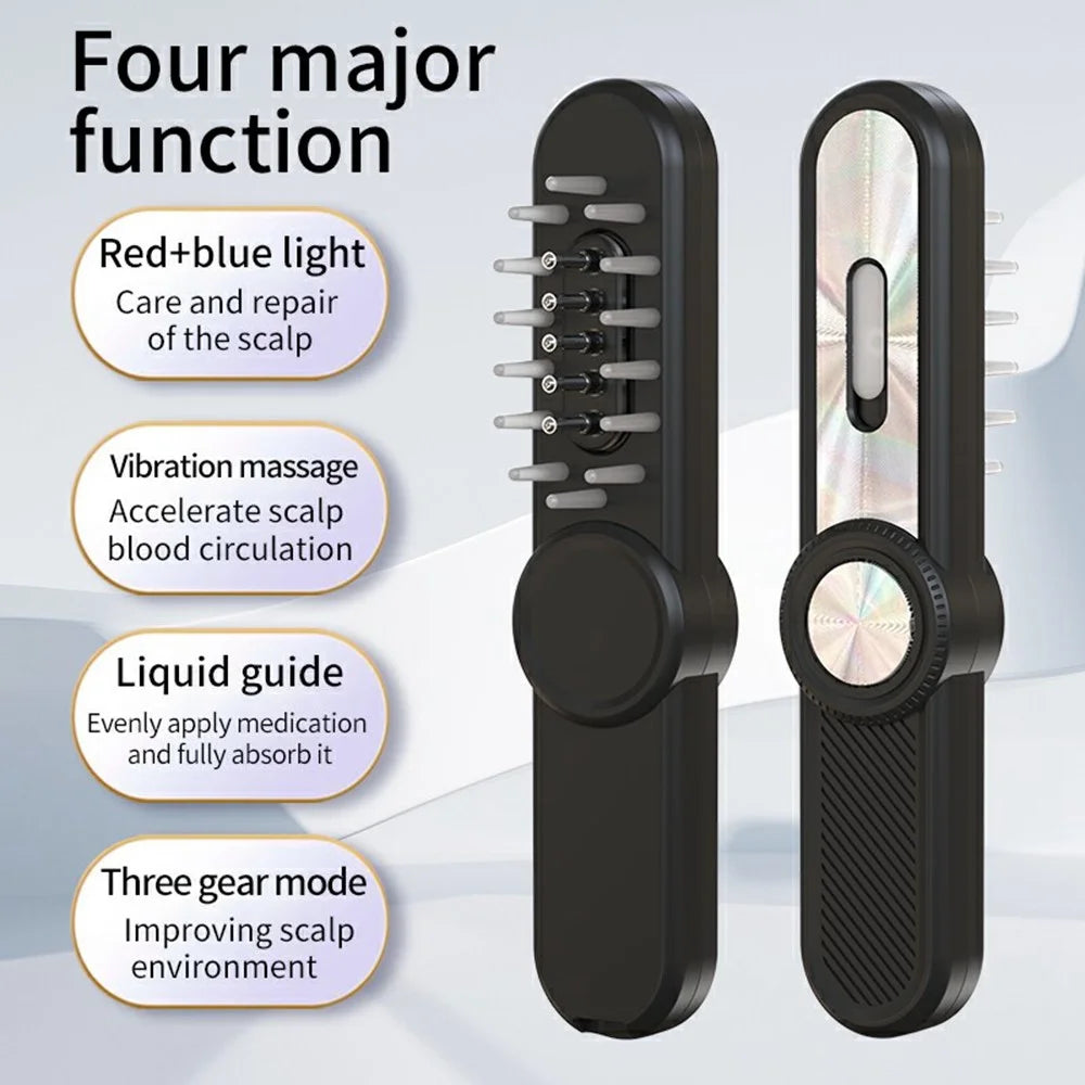 Red  /  Blue Light Hair Care Massager Comb with Liquid Guide, Vibration, CE Certified - White - 3