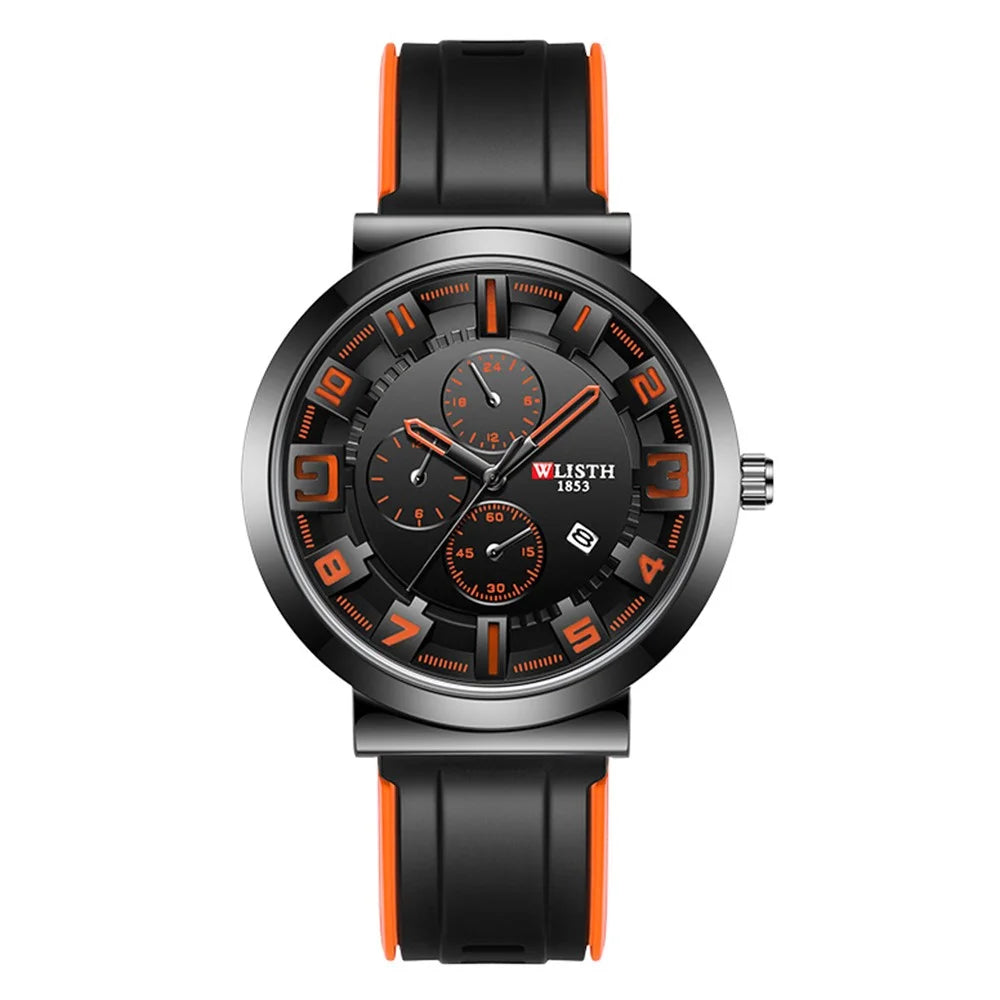 WLISTH 6176 Men Calendar Quartz Watch Small Dial Decor Fashion Wrist Watch - Orange - 1