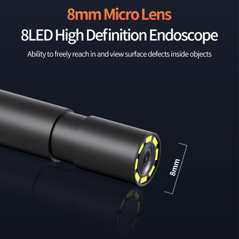 T42-AV 8mm Single Lens Endoscope 4.3 Inch IPS Screen 1080P HD Handheld Inspection Camera - 50m Wire - 6