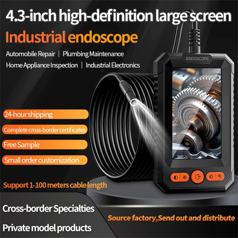 T40-AV 8mm Single Lens Endoscope 4.3 Inch IPS Screen 1080P HD Handheld Inspection Camera - 10m Wire - 2