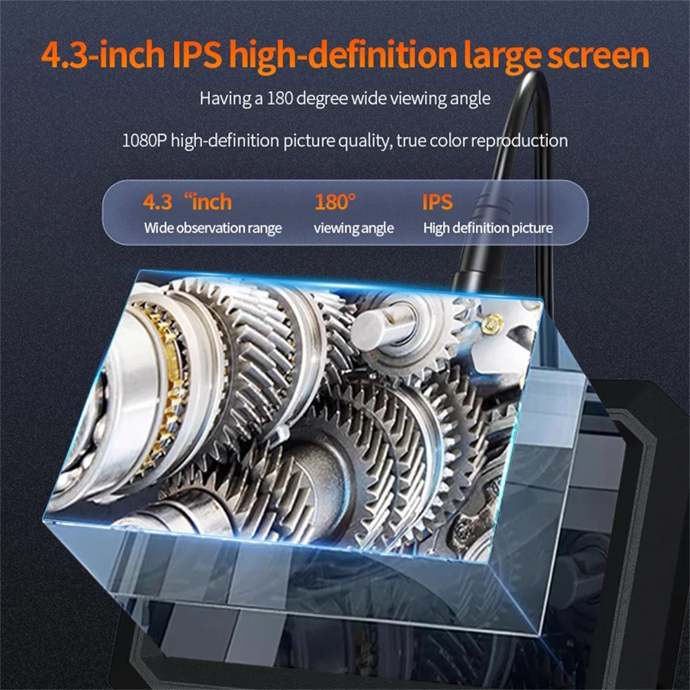 T32-AV 8mm Single Lens Endoscope 4.3 Inch Screen 1080P HD Handheld Inspection Camera - 5m Hard Wire - 3
