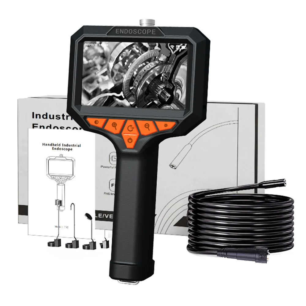 T32-AV 8mm Single Lens Endoscope 4.3 Inch Screen 1080P HD Handheld Inspection Camera - 15m Hard Wire - 1