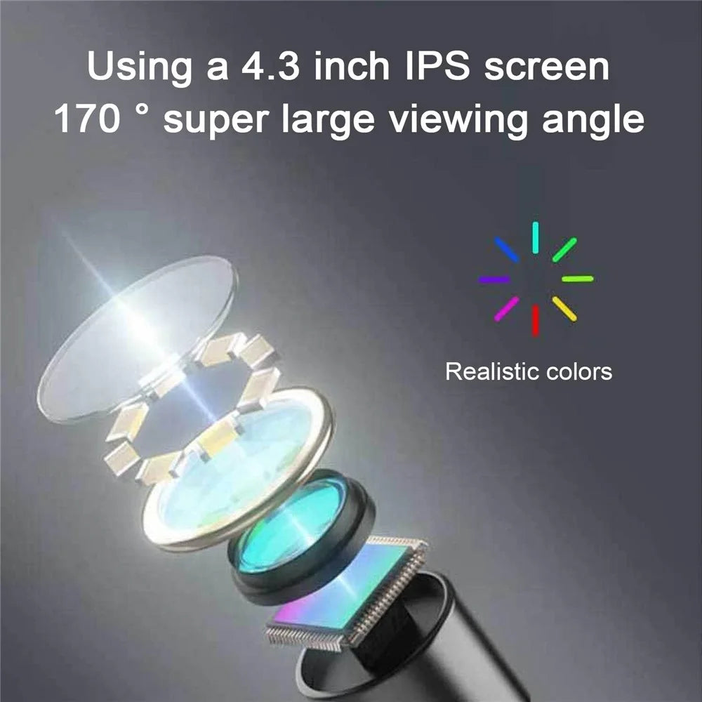 T30-AV 8mm Single Lens 4.3 Inch IPS Screen 1080P HD Endoscope Camera - 15m Rigid Cable - 5