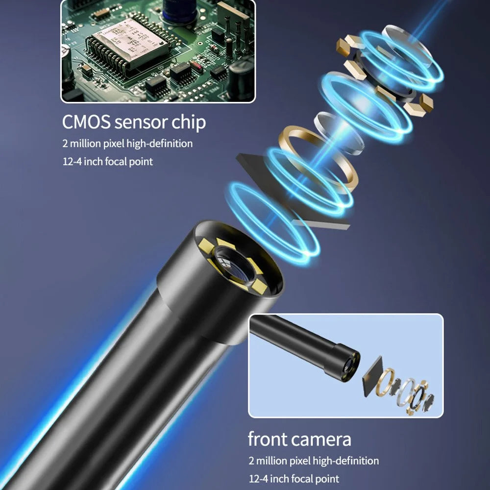 T33-AV 8mm Single Lens HD Handheld Endoscope with Screen Industrial Borescope - 5m Wire - 4