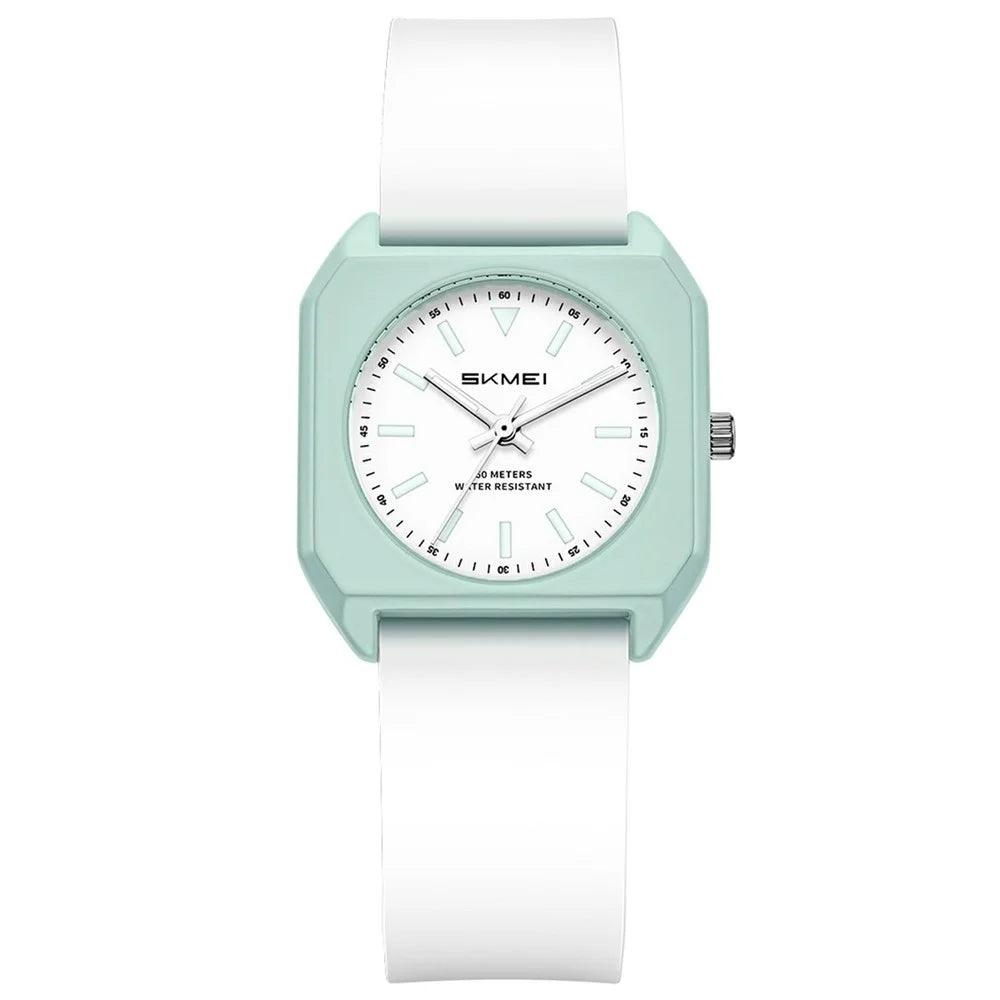 SKMEI 7089 Women Student Quartz Watch Stylish Square Wrist Watch - Cyan - 1
