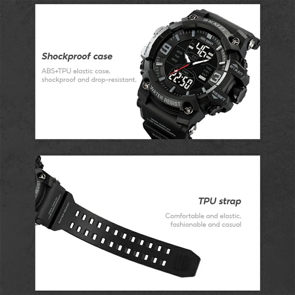 SKMEI 2222 Outdoor Sports Multi-function Electronic Watch 50m Waterproof Luminous Stopwatch - Black+Colorful Dial - 6