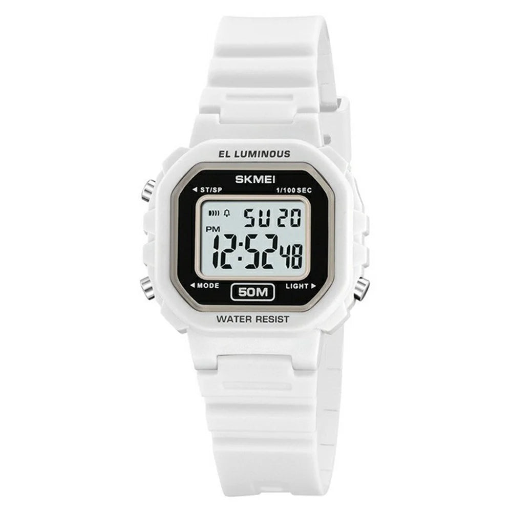 SKMEI 2326 Digital Electronic Watch For Students Square LED Display 50M Water Resistant - White - 1